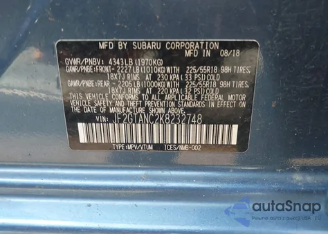 2019 Subaru Crosstrek 2.0I Limited from USA, damaged, VIN JF2GTANC2K8232748